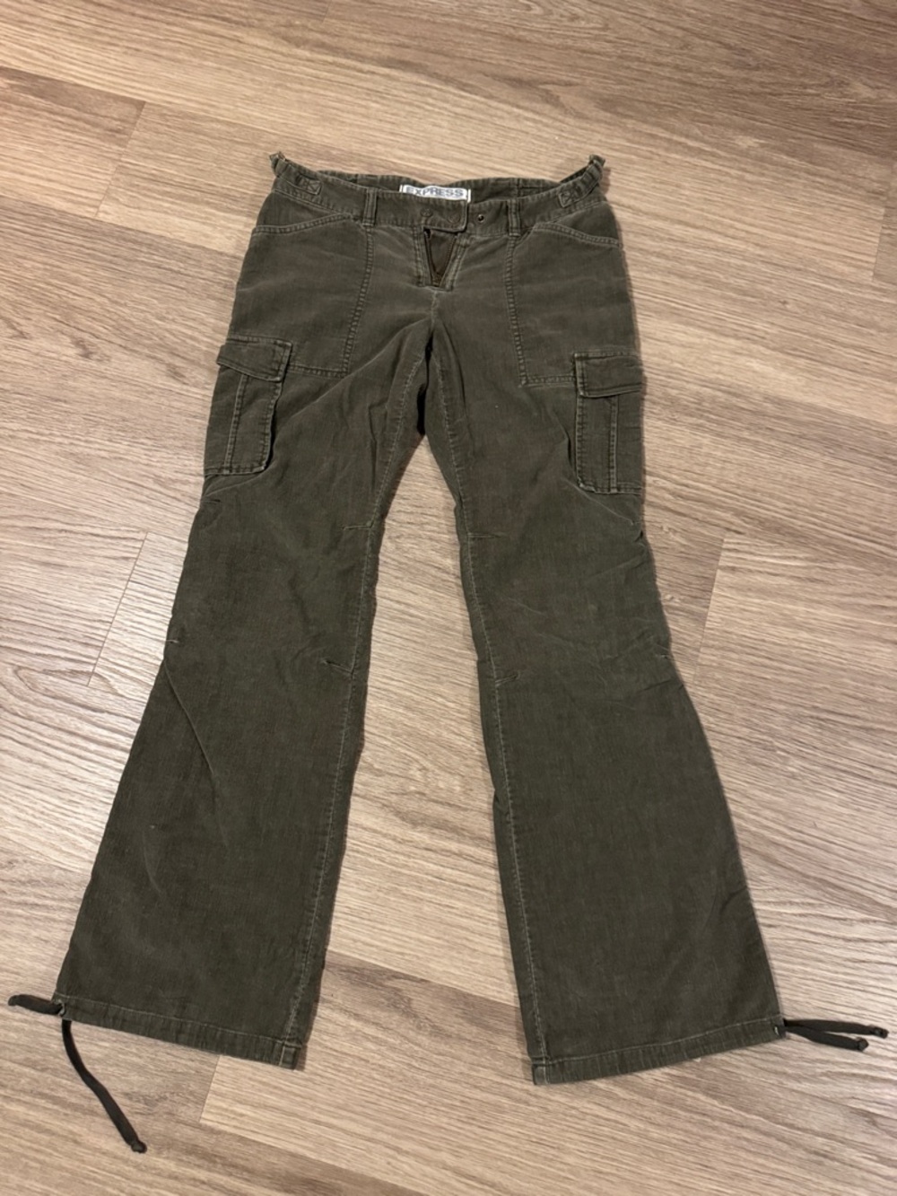 Express Olive Green Boot Cut Cargo Jeans